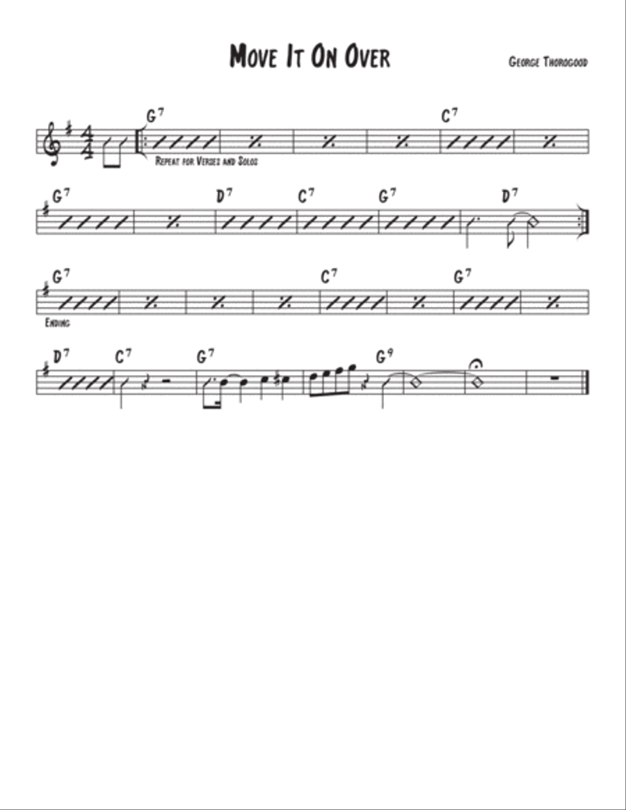 Move It On Over Piano, Vocal, Guitar scores gallery preview page 1