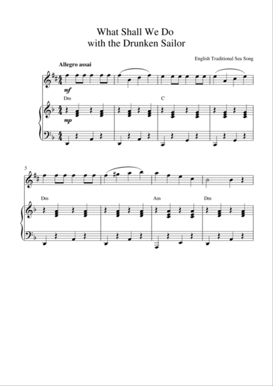 What Shall We Do with the Drunken Sailor? Alto Saxophone scores gallery preview page 1