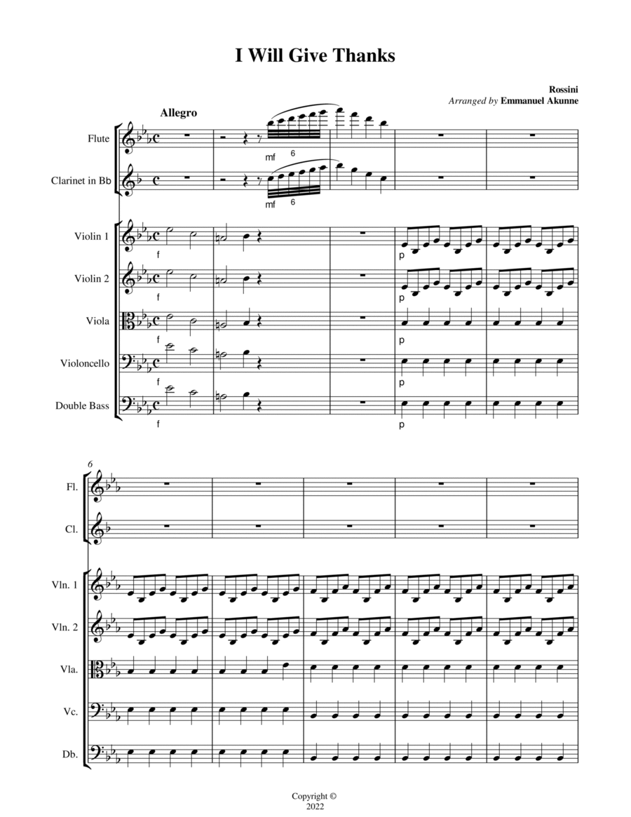 I Will Give Thanks Unto Thee Small Ensemble scores gallery preview page 1