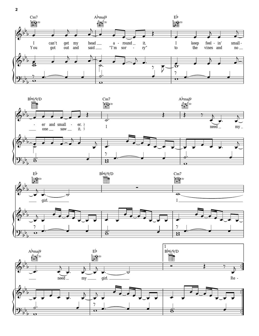 I Need My Girl Acoustic Guitar scores gallery preview page 2