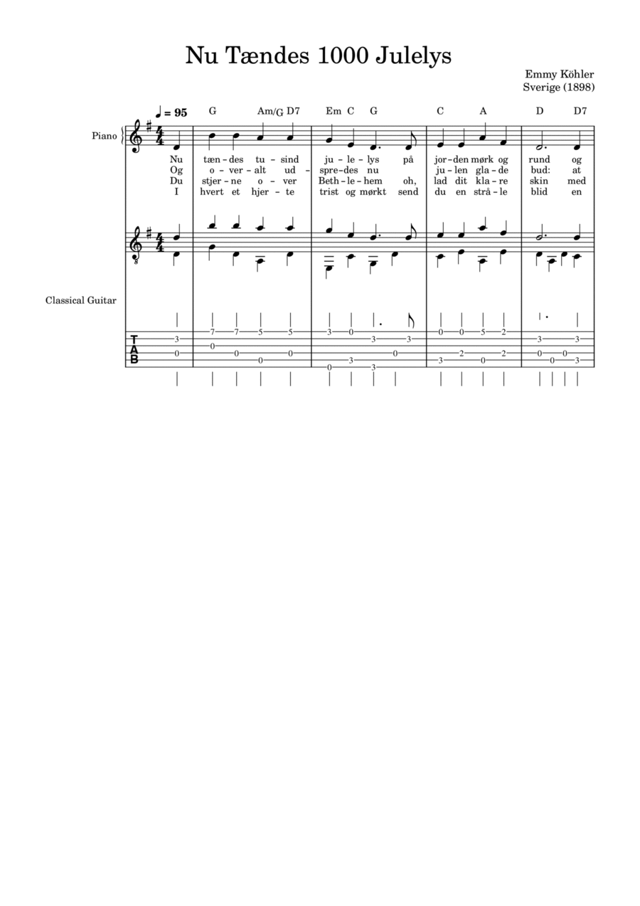 Nu Tændes 1000 Julelys Guitar scores gallery preview page 1