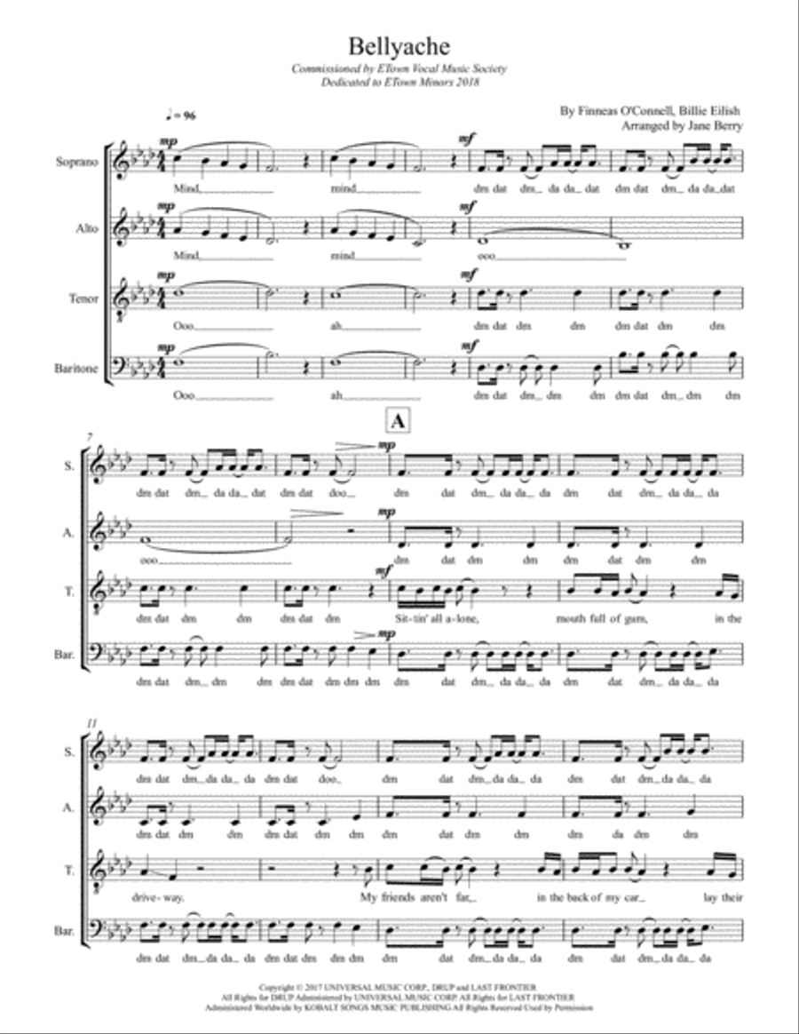 Bellyache 4-Part scores gallery preview page 1