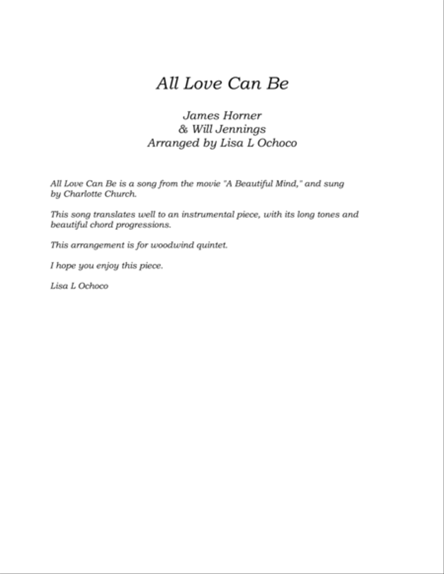 All Love Can Be Woodwind Quintet scores gallery preview page 4