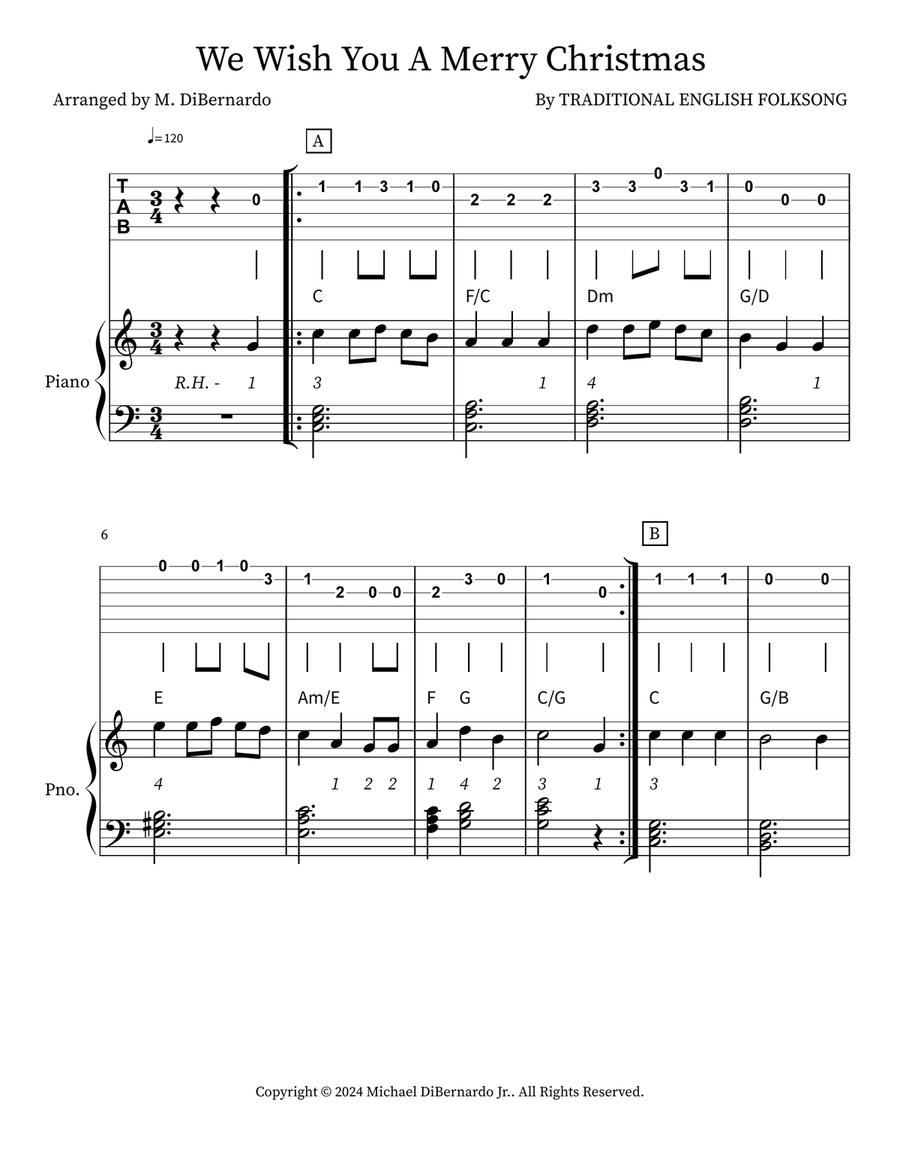 We Wish You A Merry Christmas Easy Piano scores gallery preview page 1