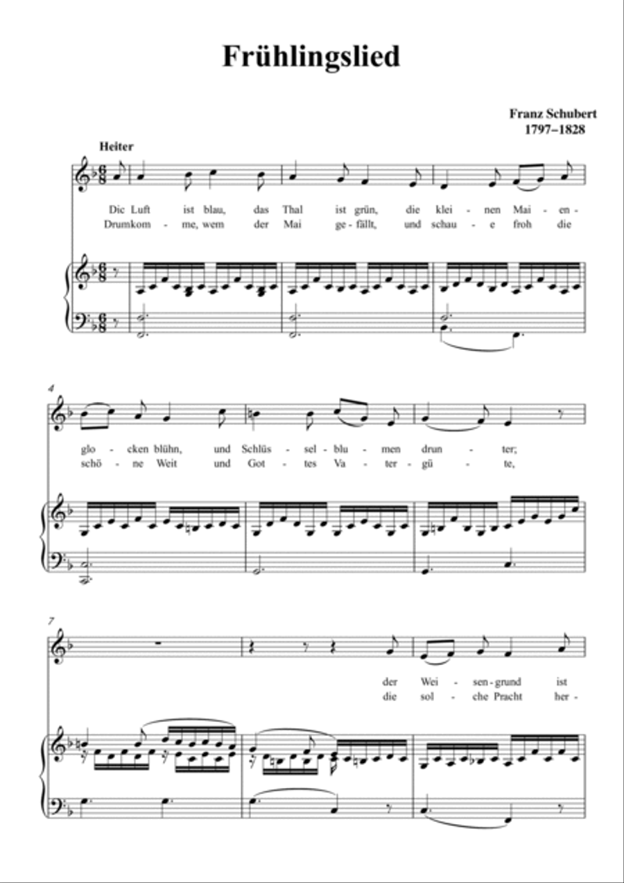 Schubert-Frühlingslied in F for Vocal and Piano Voice scores gallery preview page 2