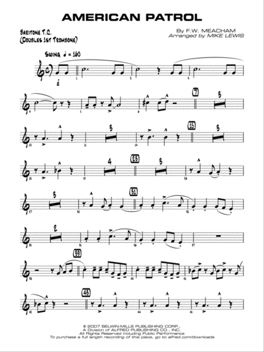American Patrol: Baritone T.C. Jazz Ensemble scores gallery preview page 1