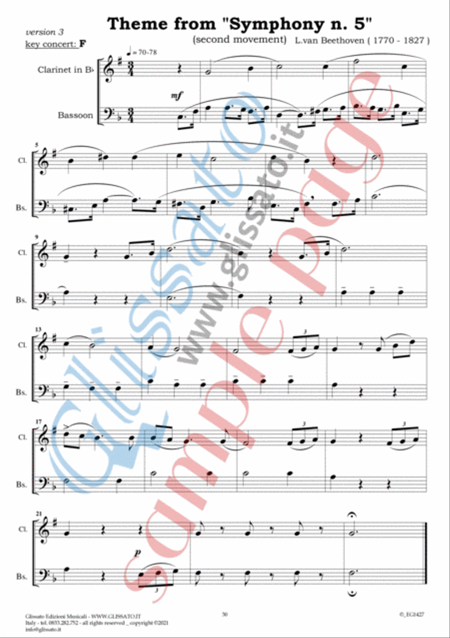 10 Romantic Easy duets for Bb Clarinet and Bassoon Woodwind Duet scores gallery preview page 3