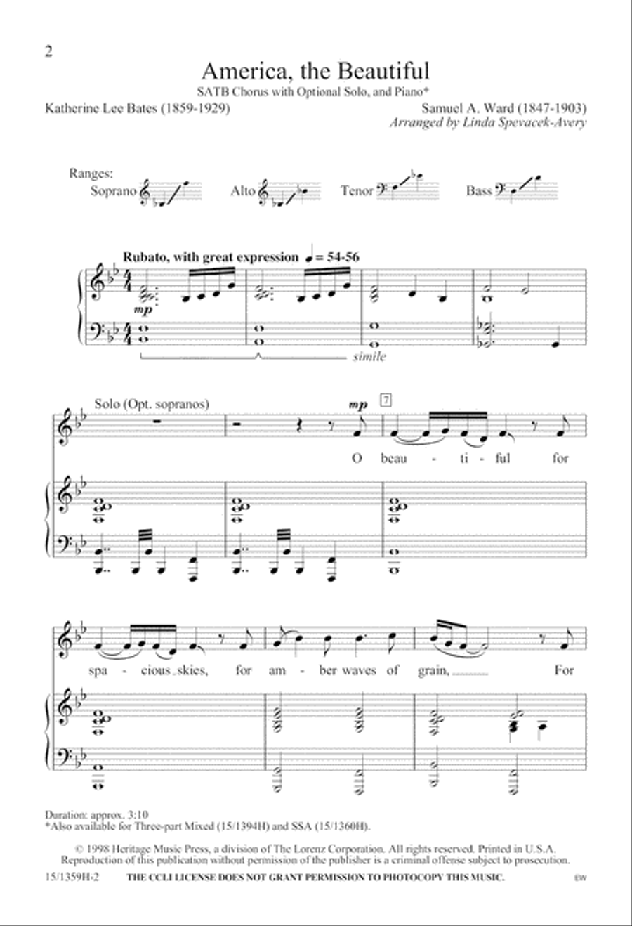 America the Beautiful 4-Part scores gallery preview page 2