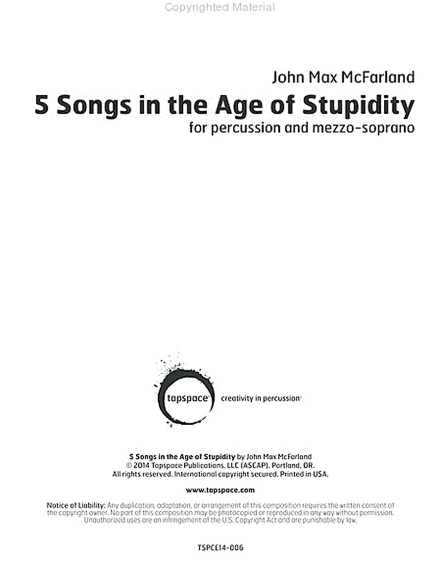 5 Songs in the Age of Stupidity image number null