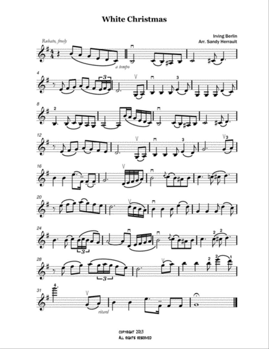 White Christmas Violin Solo scores gallery preview page 1