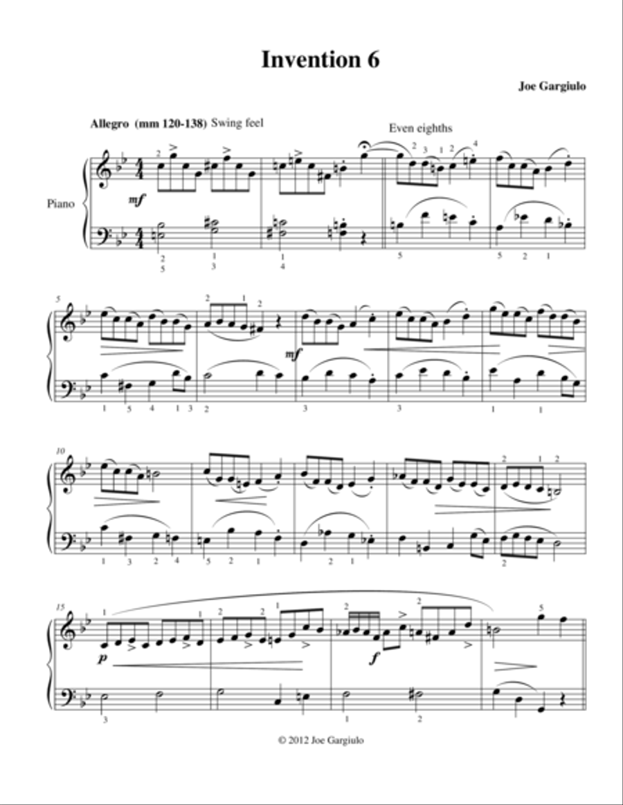 Invention 6 Invention 6 Piano Solo scores gallery preview page 1