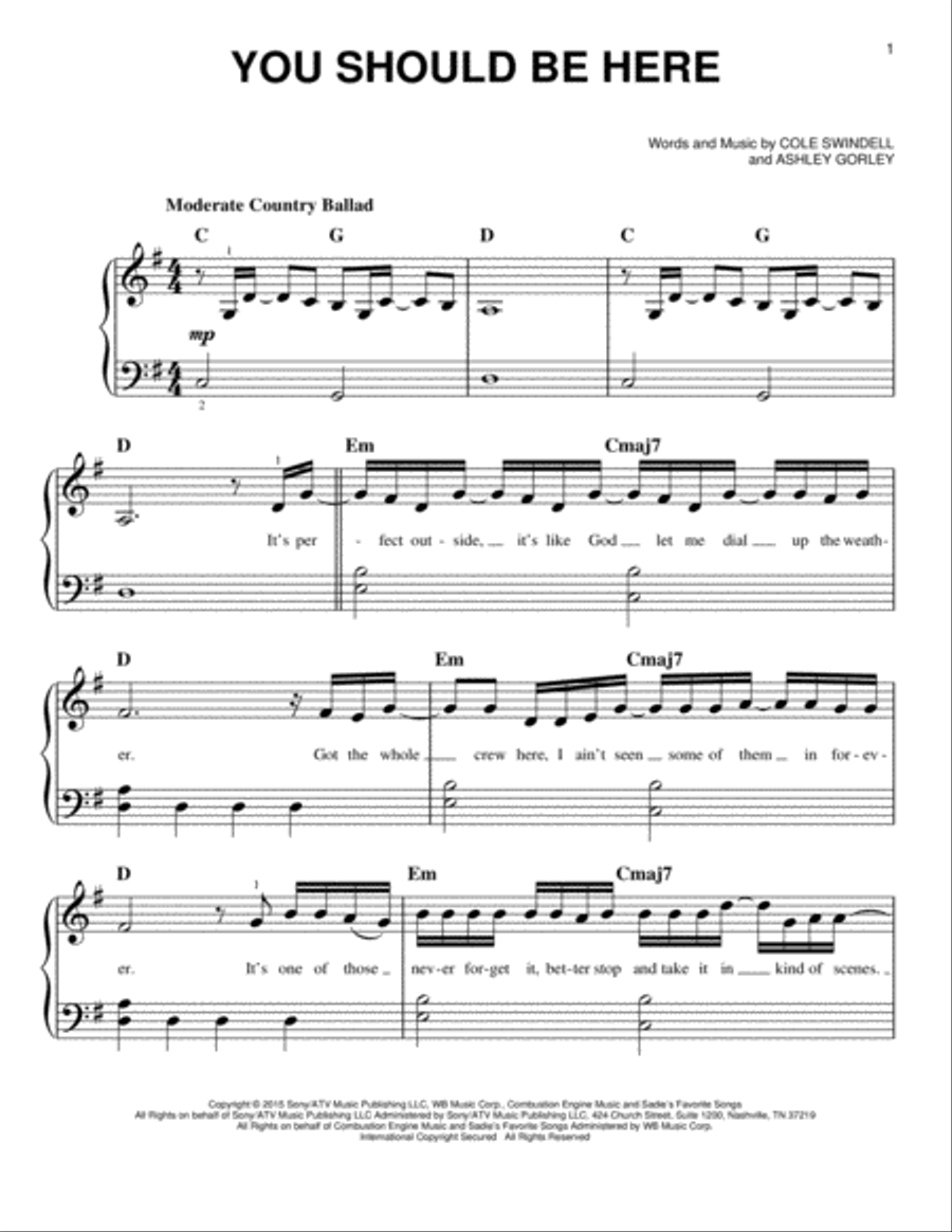 You Should Be Here You Should Be Here Easy Piano scores gallery preview page 1