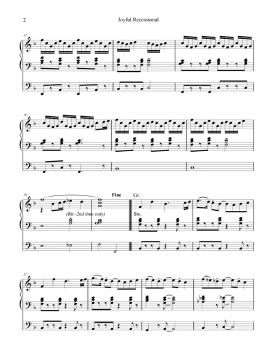 Joyful Recessional, organ work by Phil Lehenbauer Organ Solo scores gallery preview page 3