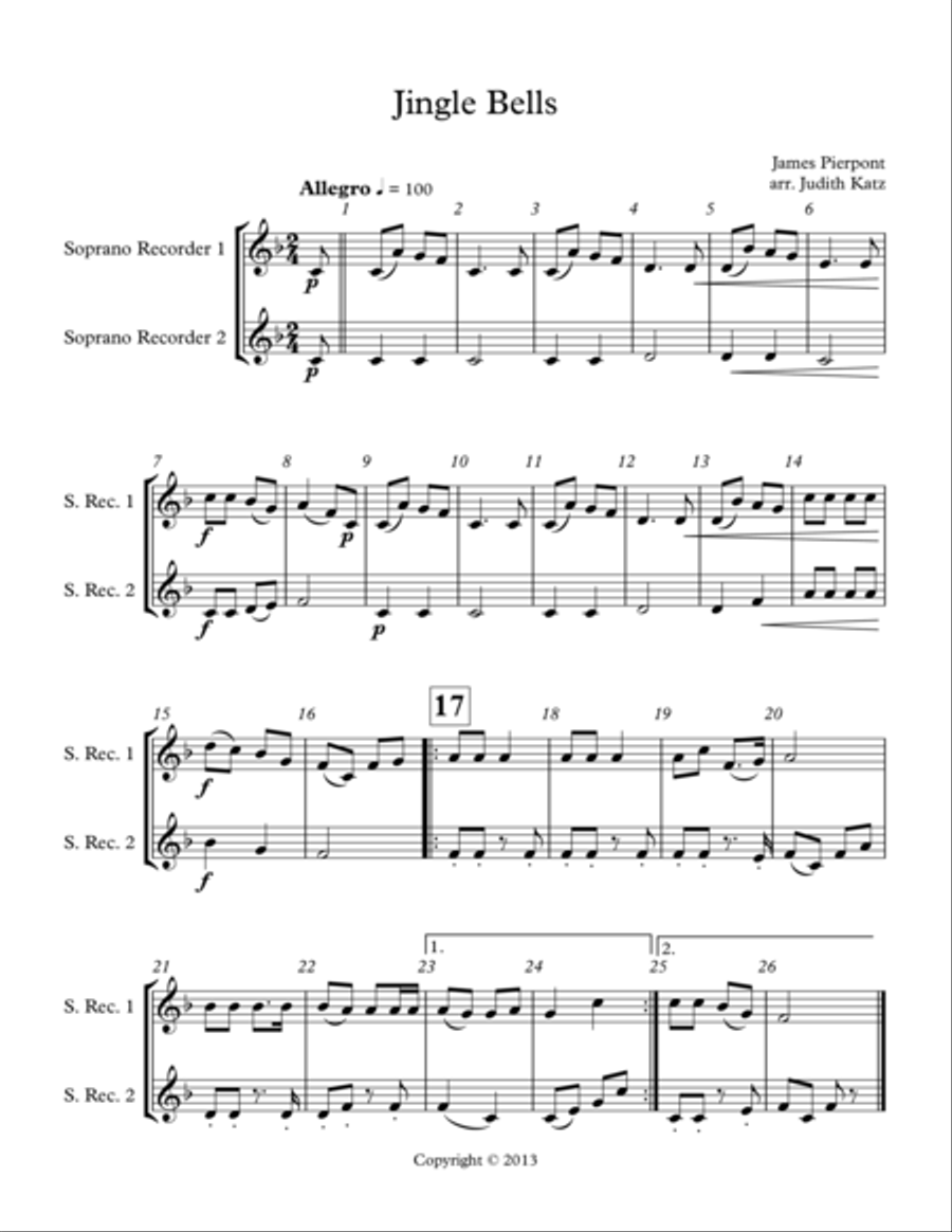 Holiday Recorder Collection Recorder scores gallery preview page 1