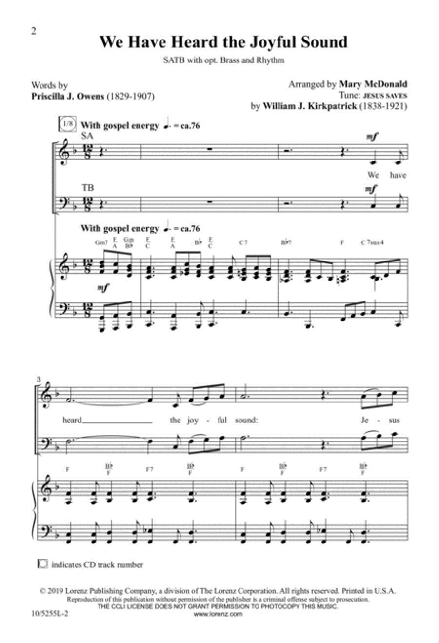 We Have Heard the Joyful Sound 4-Part scores gallery preview page 2