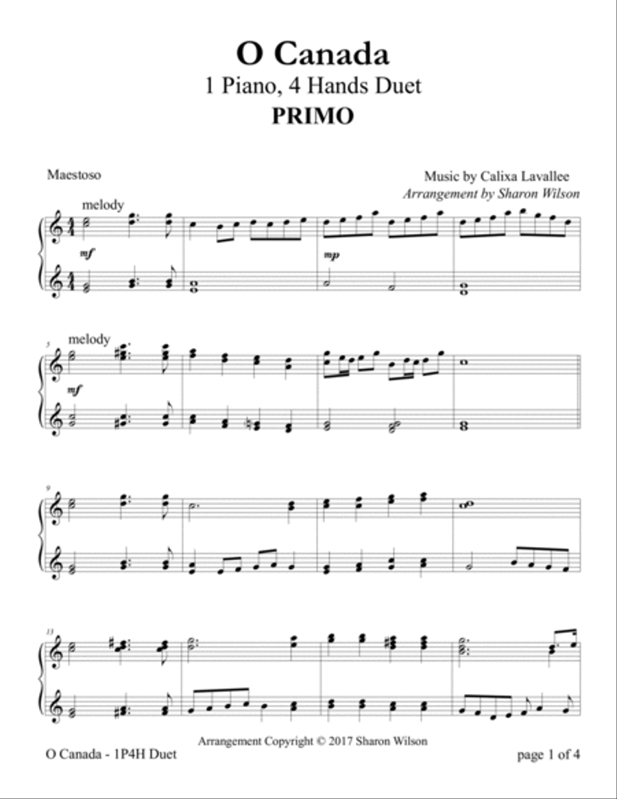 O Canada (1 Piano, 4 Hands Duet) Piano Method scores gallery preview page 3