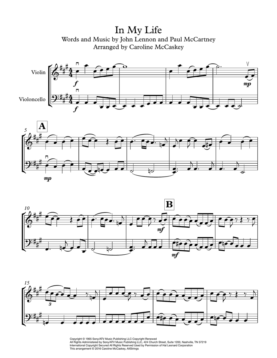 In My Life In My Life String Duet scores gallery preview page 2