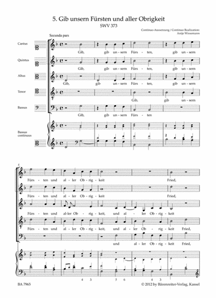 Gib unsern Fursten und aller Obrigkeit Nr. 5 SWV 373 (From "Geistliche Chor-Music")