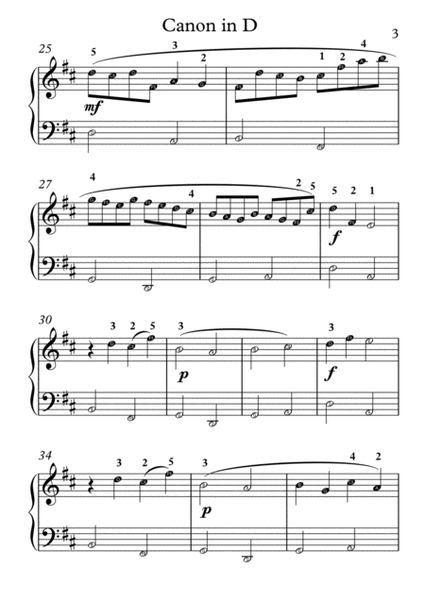 Johann Pachelbel - Canon in D - EASY TO READ FORMAT with NOTE NAMES image number null