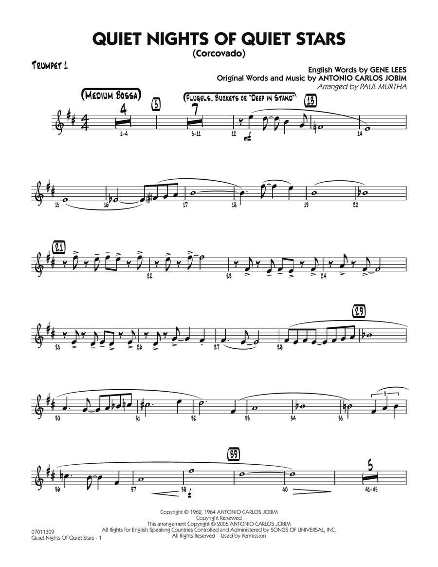 Quiet Nights Of Quiet Stars (Corcovado) - Trumpet 1 Jazz Ensemble scores gallery preview page 1