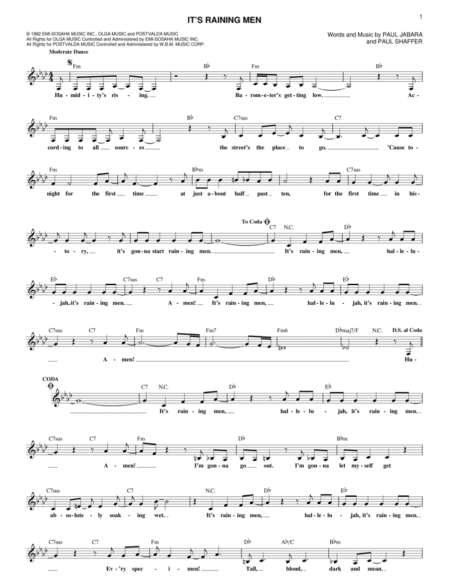 It's Raining Men It's Raining Men Piano scores gallery preview page 1
