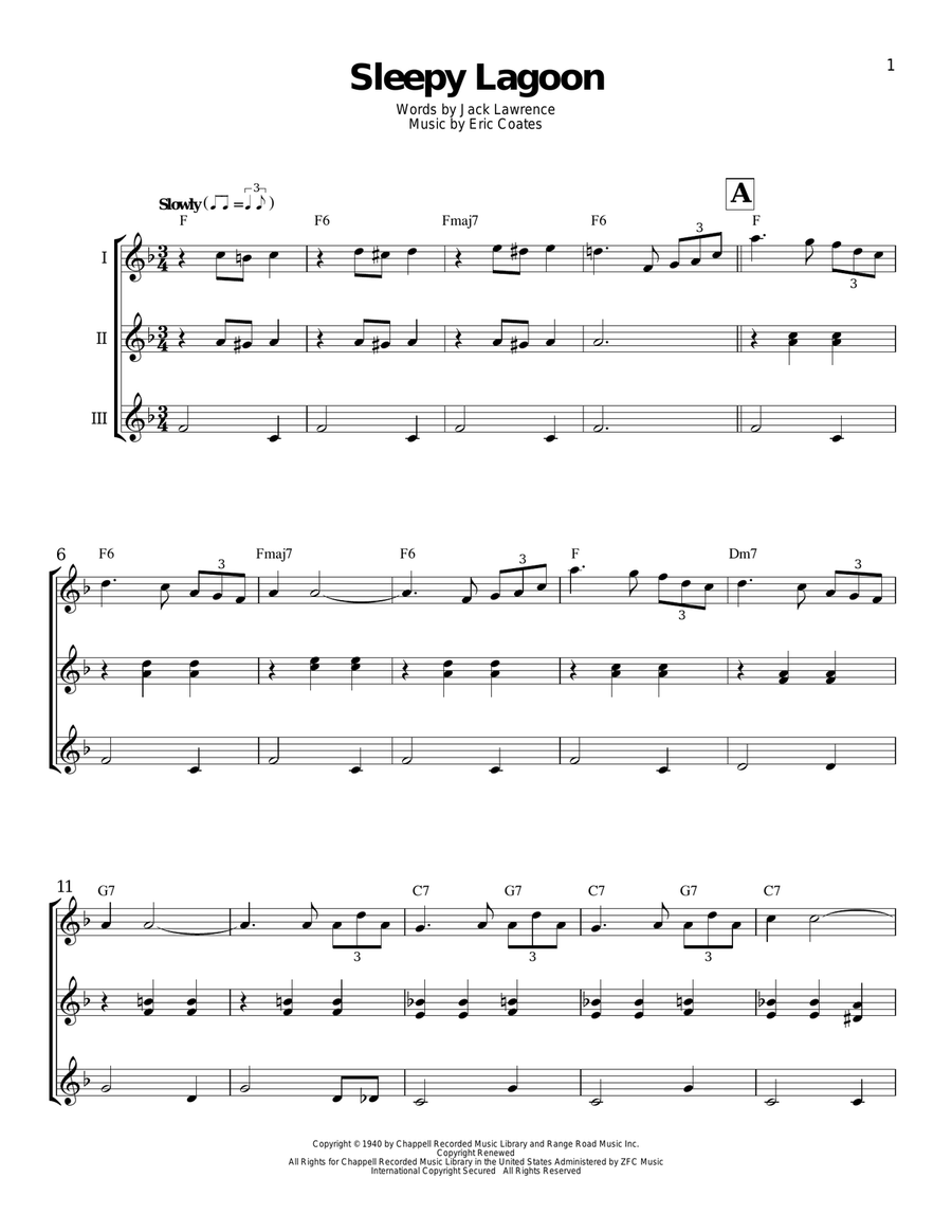 Sleepy Lagoon Ukulele scores gallery preview page 1