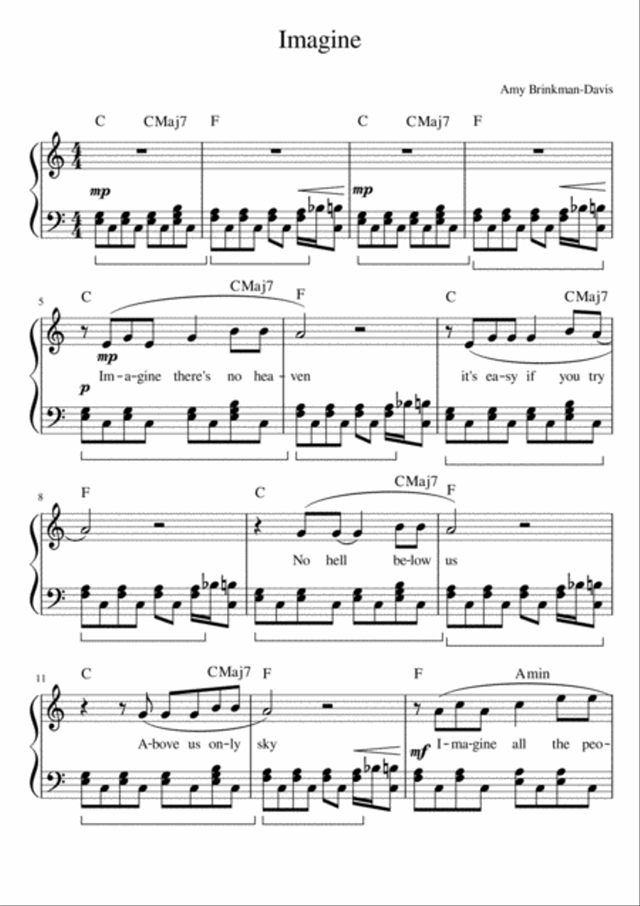 Imagine Imagine Easy Piano scores gallery preview page 1