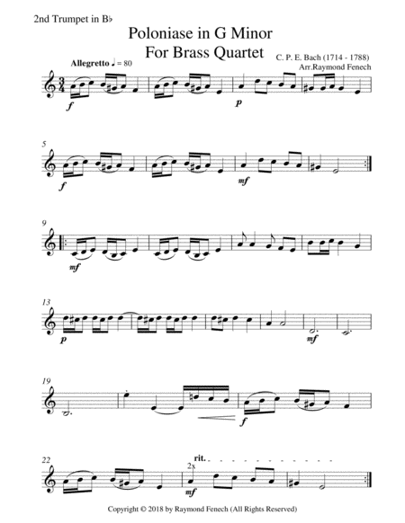 Polonaise - For Brass Quartet (2 Trumpets in B Flat, Horn in F/ Euphonium and Tuba) image number null