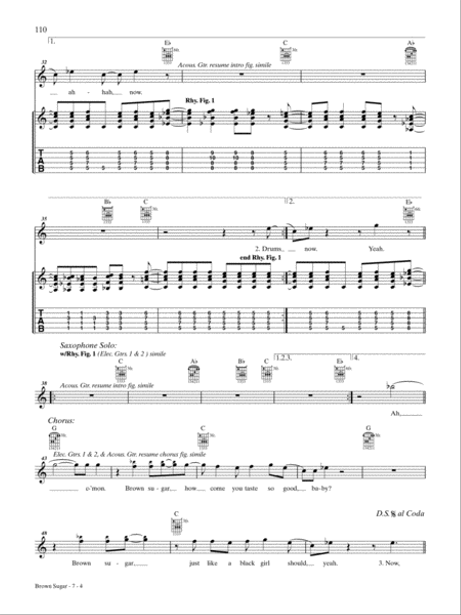 Brown Sugar Guitar Tablature scores gallery preview page 4