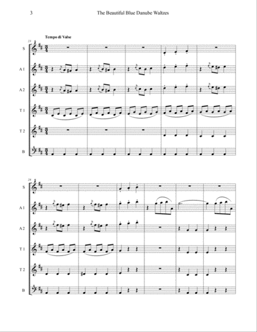 Blue Danube Waltzes for Recorder Sextet Recorder scores gallery preview page 6
