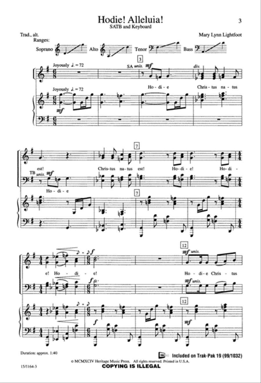 Hodie! Alleluia! 4-Part scores gallery preview page 3