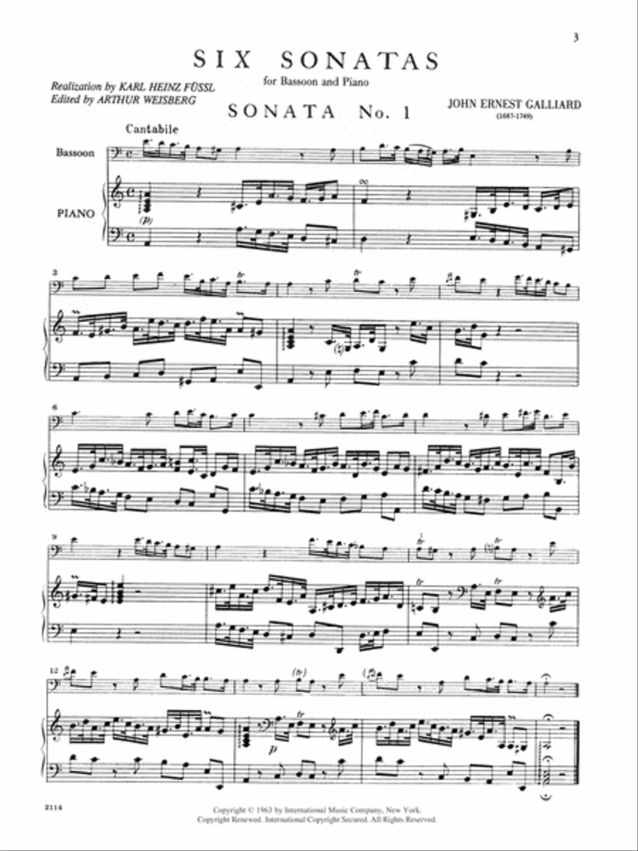 Six Sonatas: Volume I Bassoon Solo scores gallery preview page 2