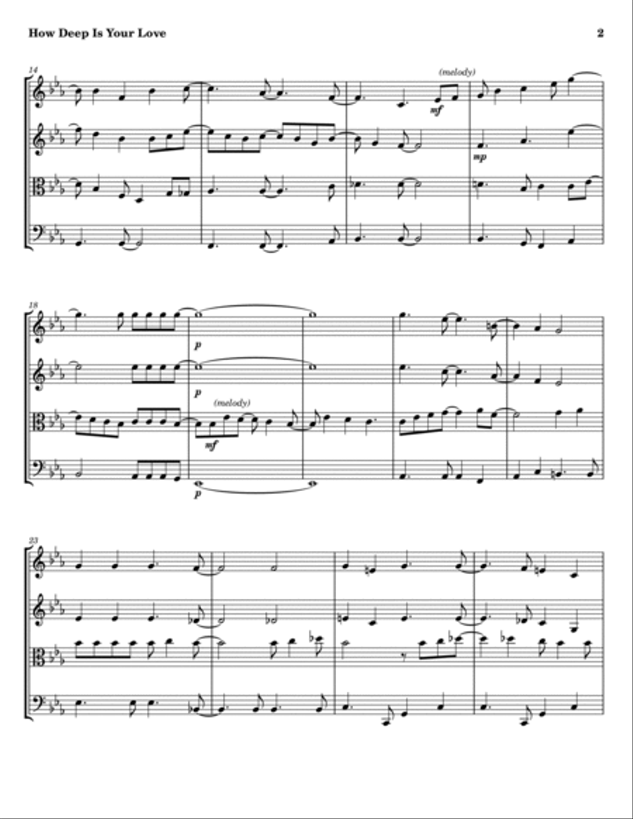 How Deep Is Your Love How Deep Is Your Love String Quartet scores gallery preview page 2