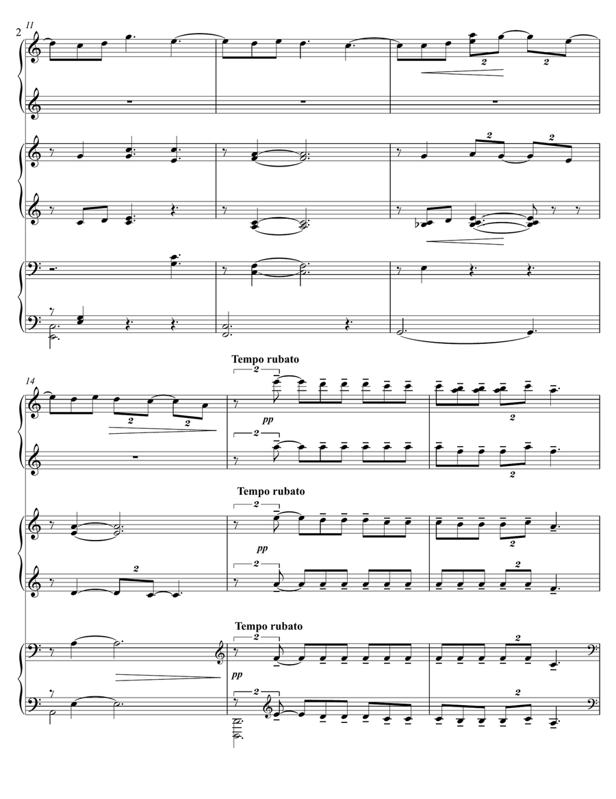 Debussy - Clair de Lune, for Six hands (one piano) Small Ensemble scores gallery preview page 2
