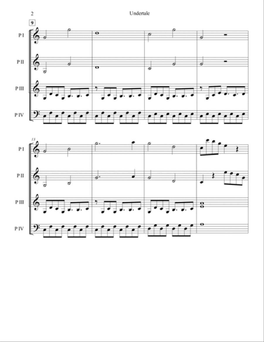 Undertale Main Theme Undertale Main Theme School and Community scores gallery preview page 2