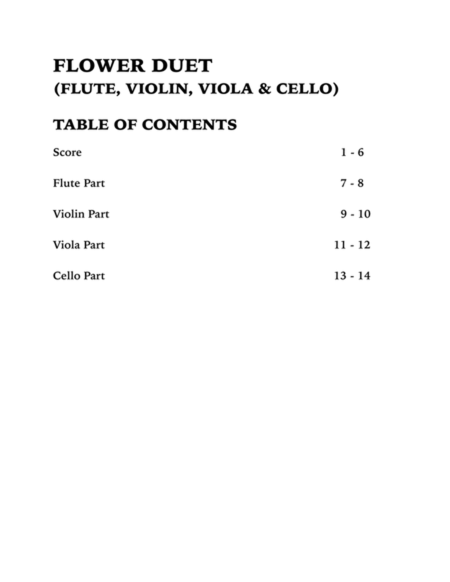 Flower Duet (Quartet for Flute, Violin, Viola and Cello) image number null