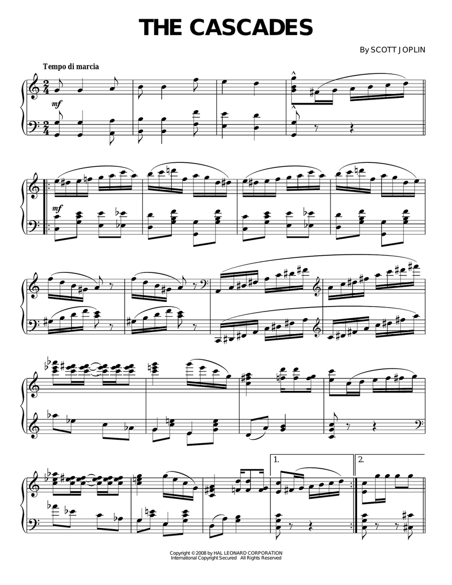 The Cascades Piano Solo scores gallery preview page 1