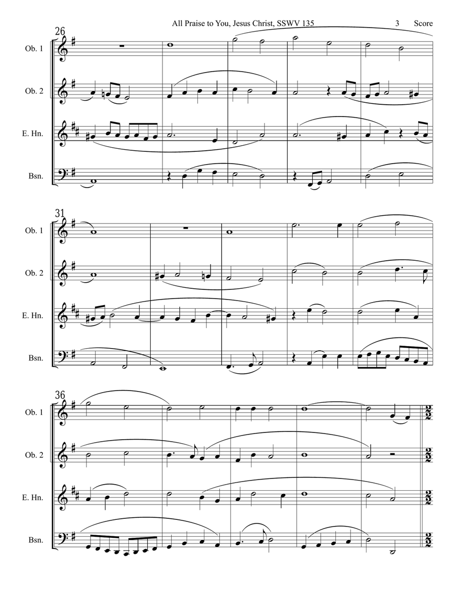 Samuel Scheidt - All Praise to You, Jesus - Double Reed Quartet Woodwind Ensemble scores gallery preview page 4