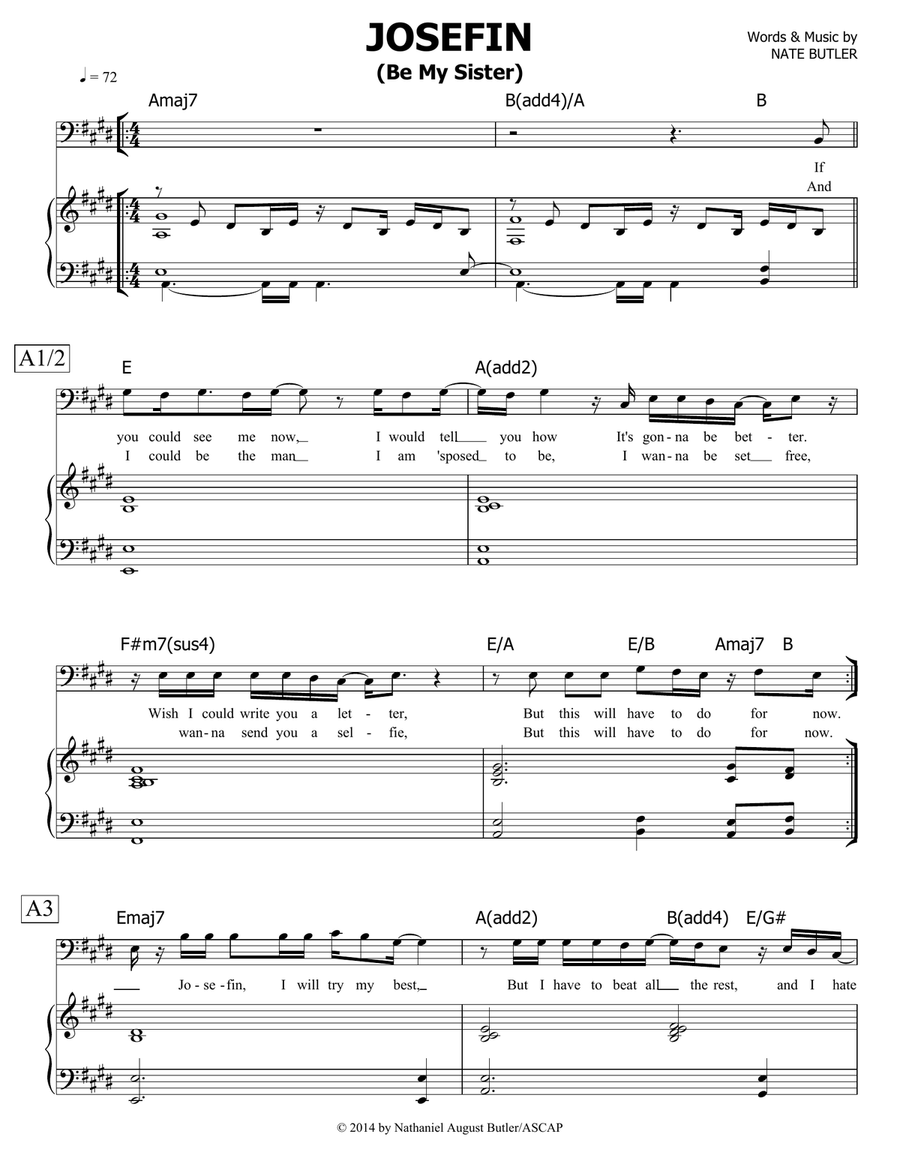 Josefin (Be My Sister) Piano, Vocal scores gallery preview page 1