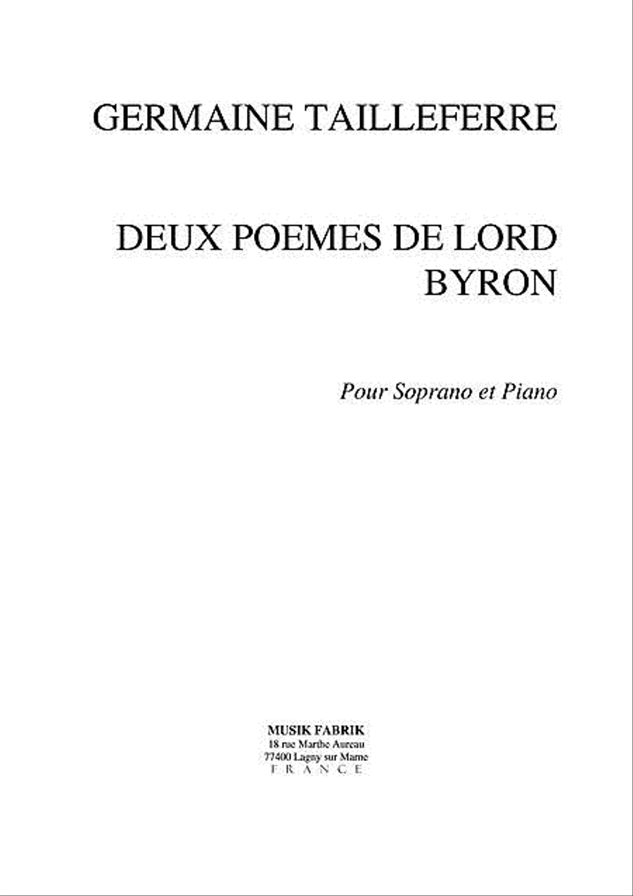 Deux Poemes de Lord Byron High Voice scores gallery preview page 1