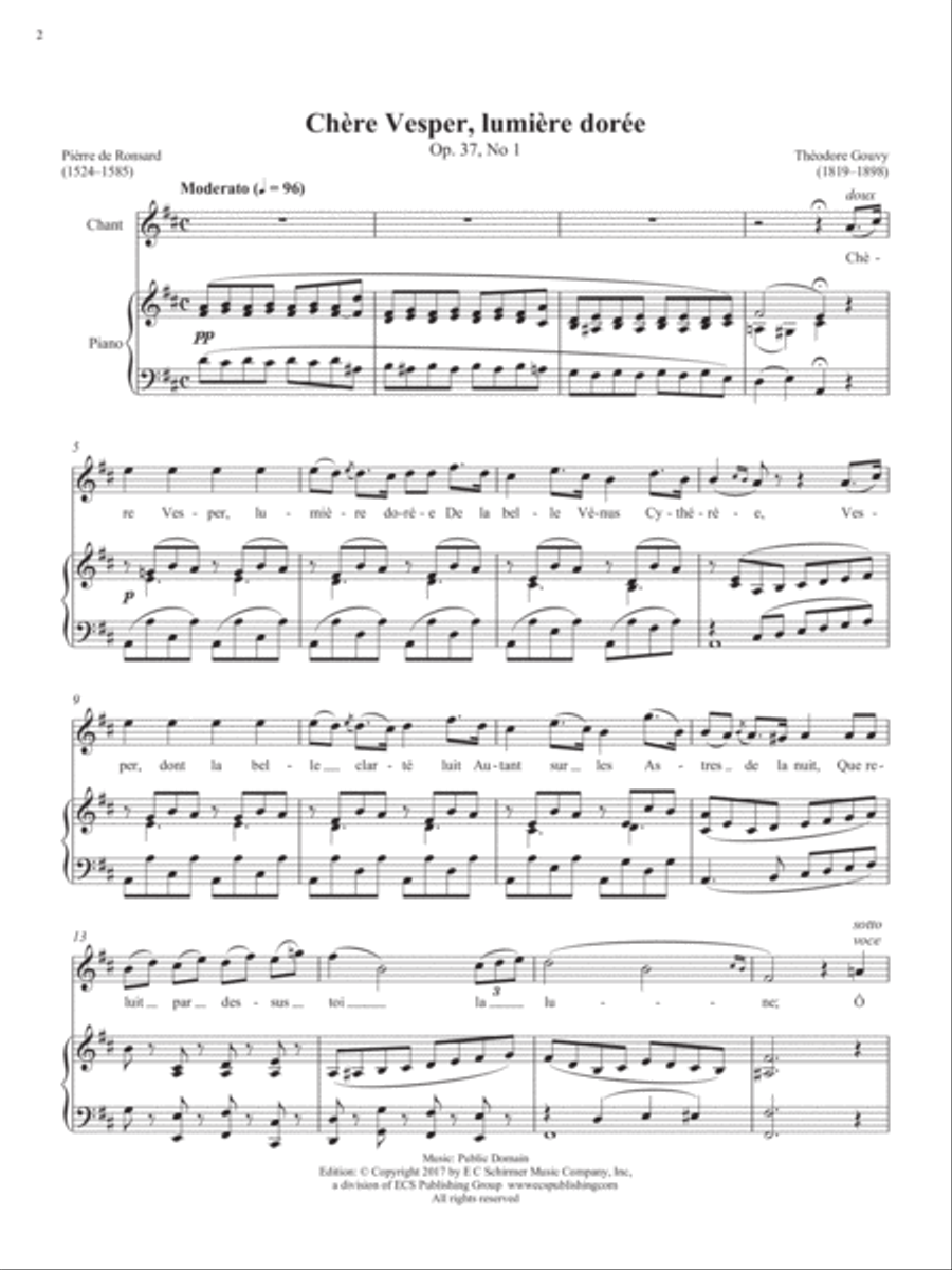 Op. 37, No. 1: Chère Vesper, lumière dorée from Songs of Gouvy, V1 Piano Accompaniment scores gallery preview page 2