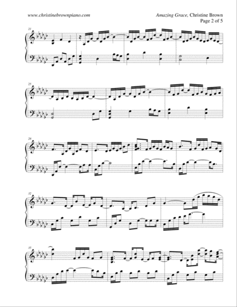 Amazing Grace, piano solo Piano Solo scores gallery preview page 3