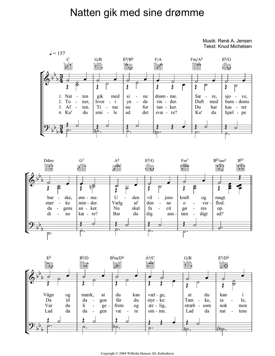 Natten Gik Med Sine Drømme Piano, Vocal, Guitar scores gallery preview page 1