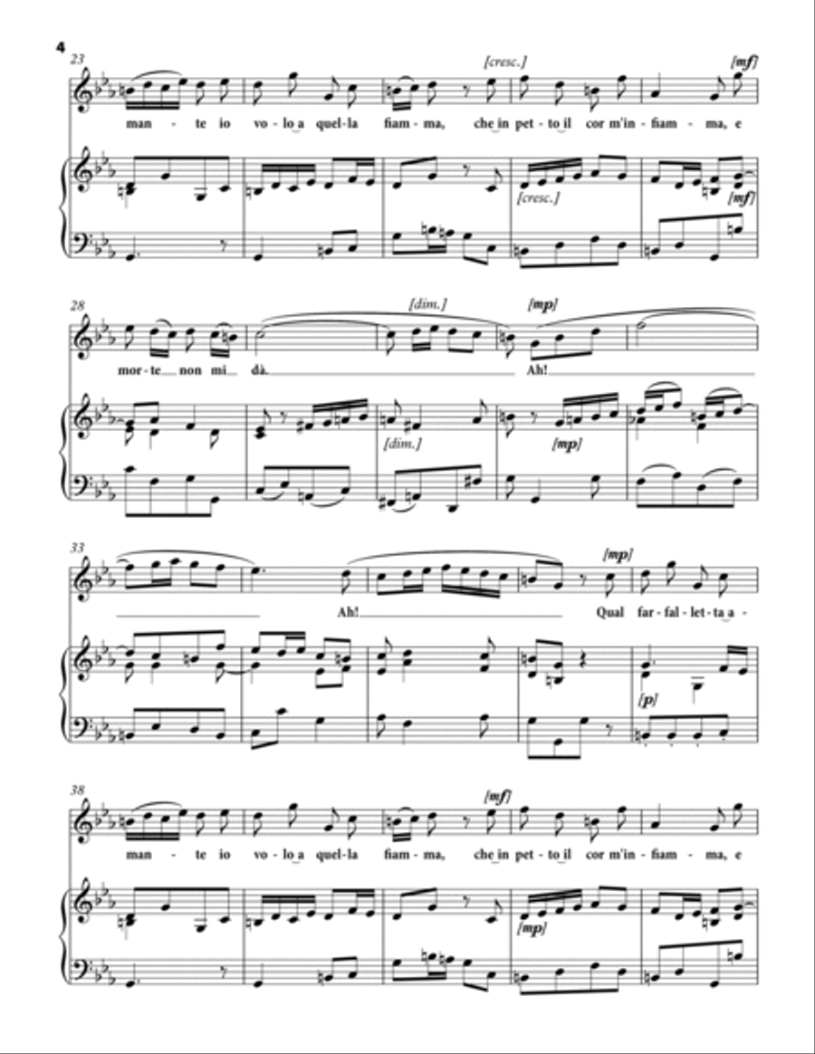 SCARLATTI, Domenico: Qual farfalletta amante, canzonetta for Voice and Piano (C minor) High Voice scores gallery preview page 4