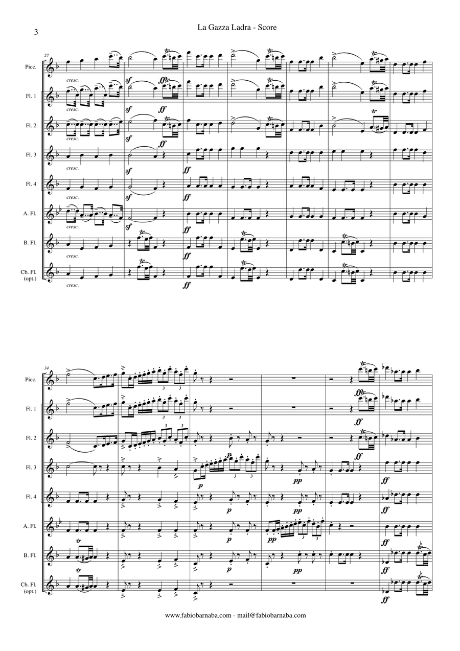 La Gazza Ladra (The Thieving Magpie) by Rossini - Overture for Flute Choir Flute Choir scores gallery preview page 4