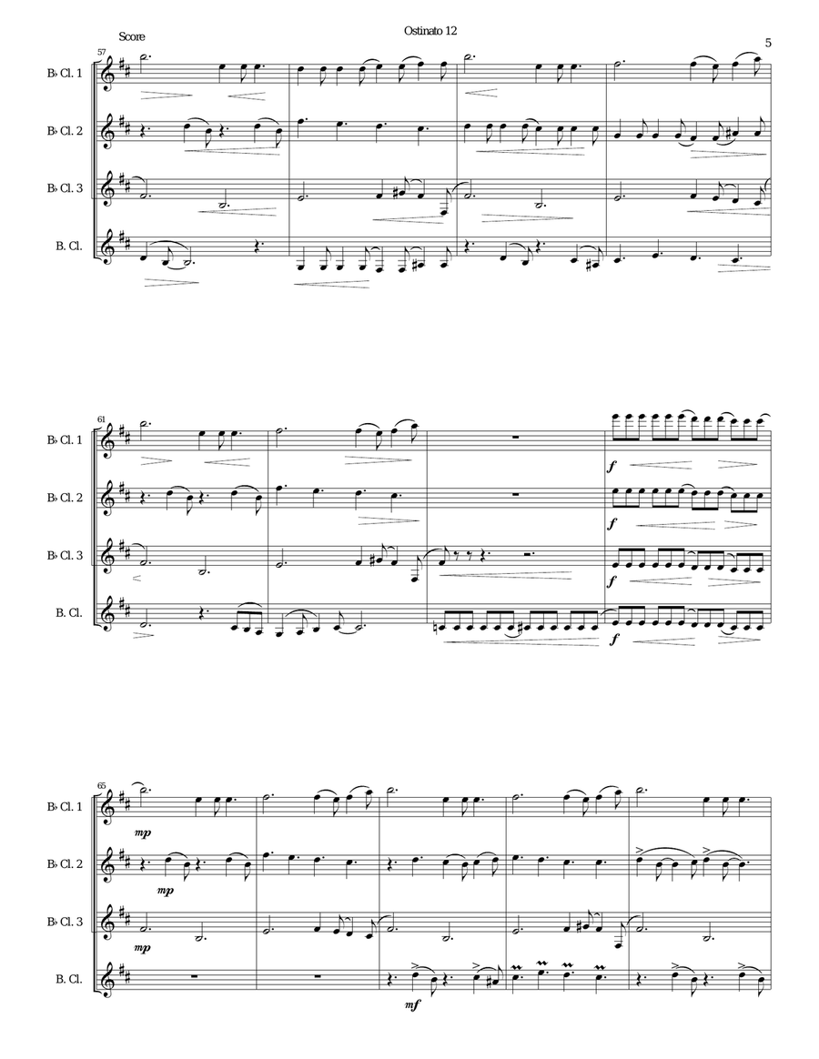 Ostinato 12 for clarinet quartet Clarinet Quartet scores gallery preview page 5
