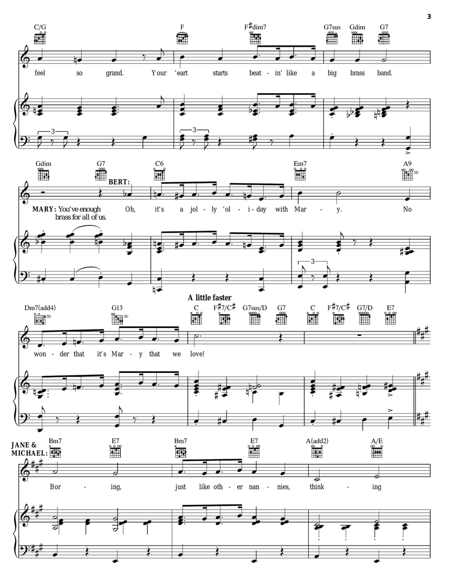 Jolly Holiday Piano, Vocal, Guitar scores gallery preview page 3