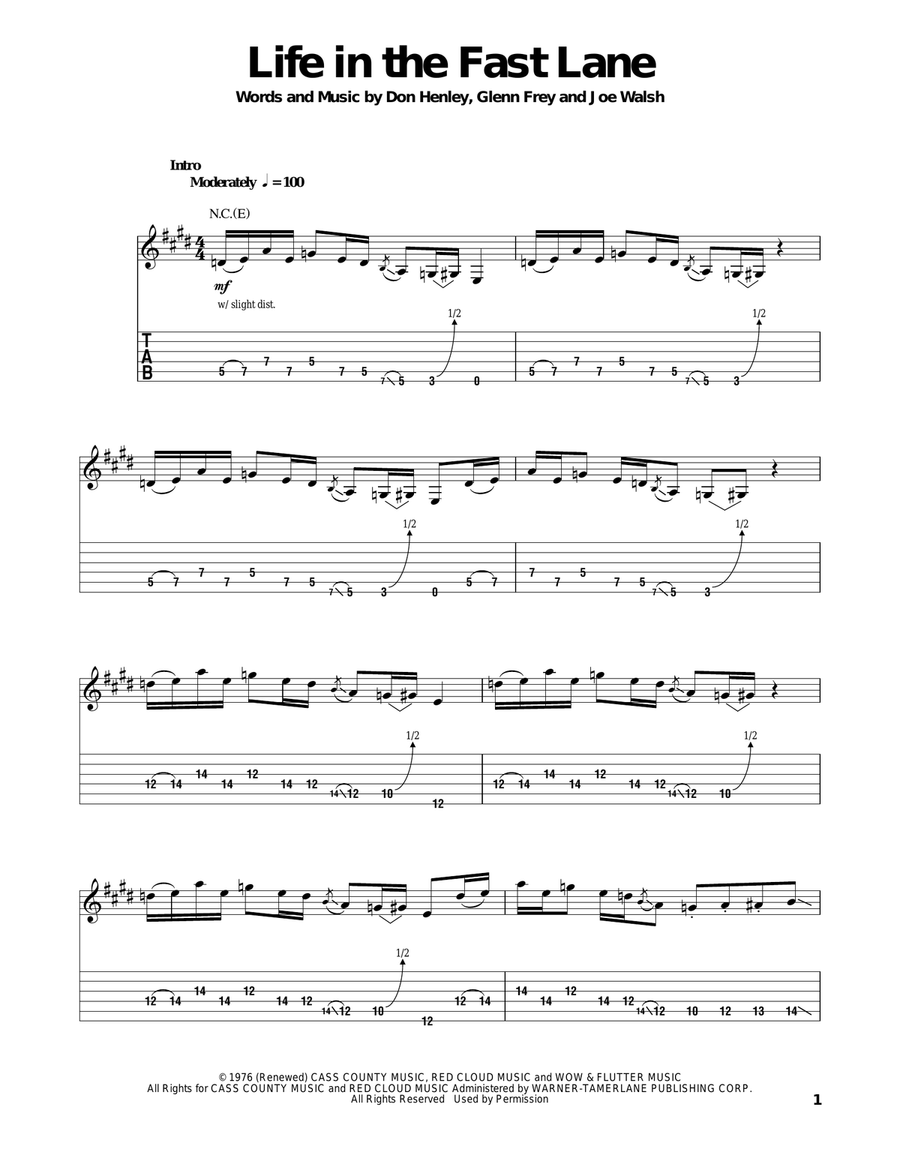 Life In The Fast Lane Acoustic Guitar scores gallery preview page 1