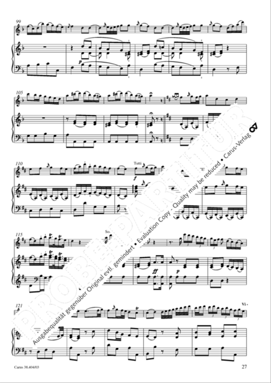 Concerto for Flute in D major (Concerto per il Flauto traverso in D / Flotenkonzert in D) Flute Solo scores gallery preview page 28