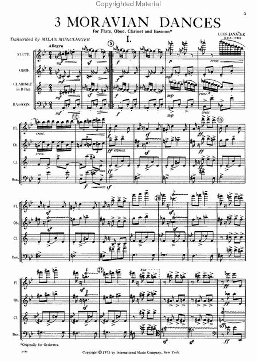 Three Moravian Dances For Flute, Oboe, Clarinet & Bassoon Bassoon scores gallery preview page 2